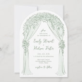 Sage Hand Drawn Floral Arch Whimsical Wedding Kaart (Voorkant)