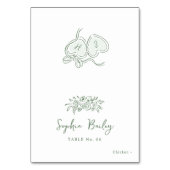 Sage Hand Drawn Floral Foldable Place Card Kaart (Voorkant)