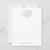 Sage Hand Drawn Hearts Monogram Personalized Notitiekaartje (Voorkant)