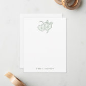Sage Hand Drawn Hearts Monogram Personalized Notitiekaartje (Voorkant / Achterkant in situ)