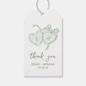 Sage Hand Drawn Hearts Monogram Thank You Favors Cadeaulabel (Voorkant)
