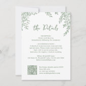 Sage Hand Drawn Monogram Whimsical Wedding Details Notitiekaartje (Voorkant)