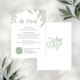 Sage Hand Drawn Monogram Whimsical Wedding Details Notitiekaartje