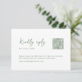 Sage Hand Drawn Monogram Whimsical Wedding QR code RSVP Kaartje (Staand voorkant)