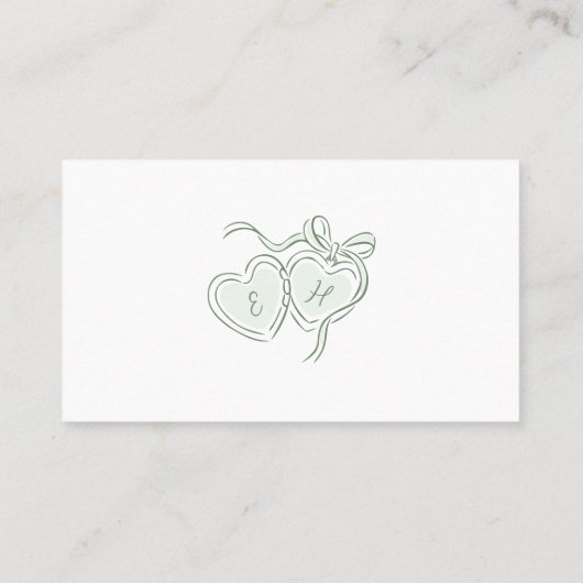 Sage Hand Drawn Whimsical Wedding QR code Details Plaatskaartje (Achterkant)