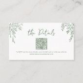Sage Hand Drawn Whimsical Wedding QR code Details Plaatskaartje (Voorkant)