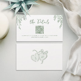 Sage Hand Drawn Whimsical Wedding QR code Details Plaatskaartje