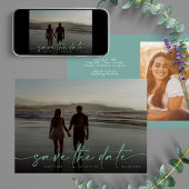 Sage Hand geschreven Moderne Foto Green Zee Foam Save The Date