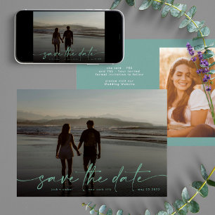 Sage Hand geschreven Moderne Foto Green Zee Foam Save The Date