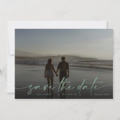 Sage Hand geschreven Moderne Foto Green Zee Foam Save The Date (Voorkant)