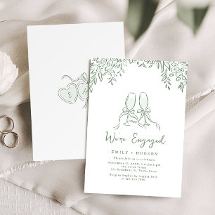 Sage Hand Getekende Proost Toast Whimsical Verlovi Kaart