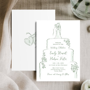 Sage Hand Getekende Trouwtafel Whimsical Kaart
