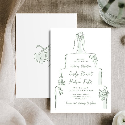Sage Hand Getekende Trouwtafel Whimsical Kaart