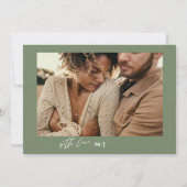 Sage Hand Lettered Photo Wedding Verloving Kaart (Achterkant)