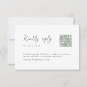 Sage handgetekend monogram whimsical trouw-QR-code RSVP Kaartje (Voorkant)