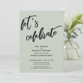 Sage Handwriting Laten we de bruiloft vieren Kaart (Staand voorkant)