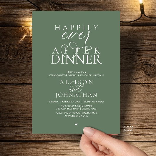 Sage Happily Ever After Dinner Modern Wedding Kaart