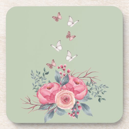 Sage Hard Plastic Vierkant Onderzetter Set (Voorkant)