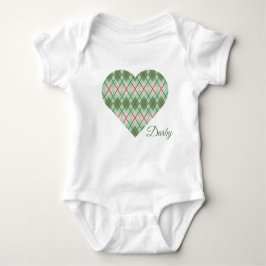 Sage Hearts Sage en Pink Argyle Big Heart Romper
