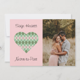 Sage Hearts Sage en Pink Argyle (roze) Feestdagenkaart