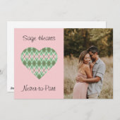 Sage Hearts Sage en Pink Argyle (roze) Feestdagenkaart (Voorkant / Achterkant)