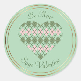 Sage Hearts Sage en Roze Argyle Hart  Ronde Sticker