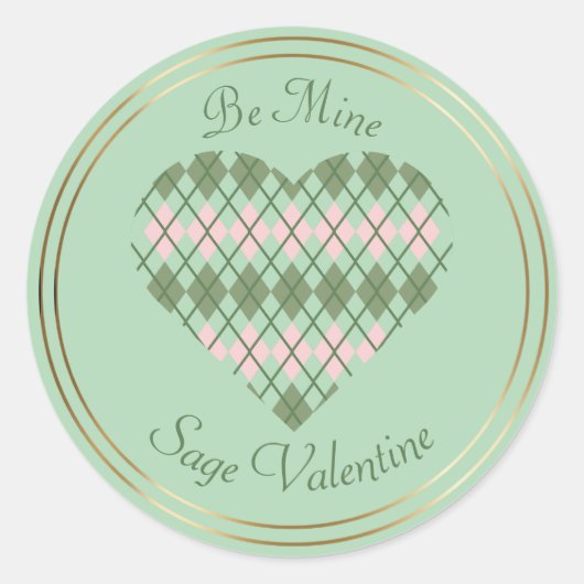 Sage Hearts Sage en Roze Argyle Hart Ronde Sticker (Voorkant)