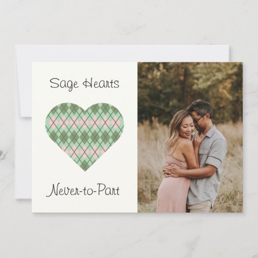 Sage Hearts Sage en Roze Argyle (Wit) Feestdagenkaart (Voorkant)