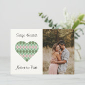 Sage Hearts Sage en Roze Argyle (Wit) Feestdagenkaart (Staand voorkant)