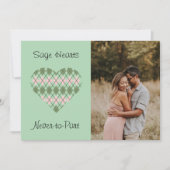 Sage Hearts Sage en Roze Ruitjes Foto Valentijn Feestdagenkaart (Voorkant)