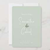 Sage Hedendaagse Foto Bruiloft Save the Date (Voorkant)