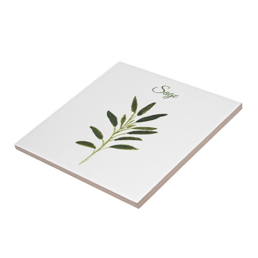 Sage Herb Greenery Kitchen Culinaire Groene Rustic Tegeltje (Zijkant)