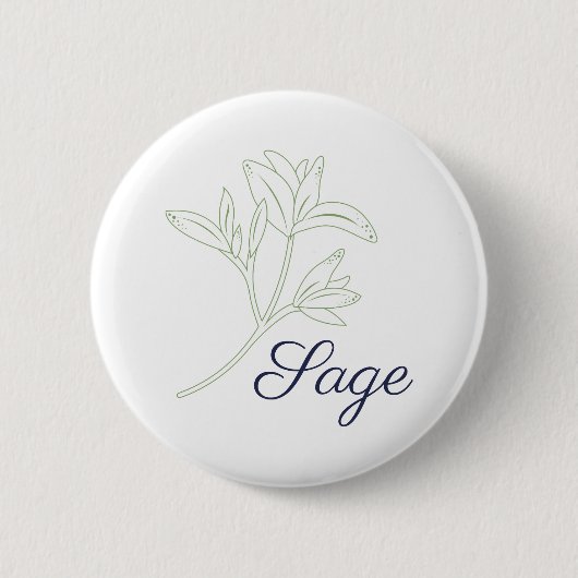 Sage Herb Plant Ronde Button 5,7 Cm (Voorkant)