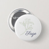 Sage Herb Plant Ronde Button 5,7 Cm (Voorkant /achterkant)