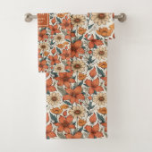 Sage Herfst Bloemen Olive Terracotta Aangepaste Ha Bad Handdoek (Insitu)