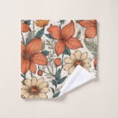 Sage Herfst Bloemen Olive Terracotta Aangepaste Ha Bad Handdoek (Wasdoekje)