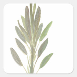 Sage-herfst botanische plant kunstdrukkunst vierkante sticker
