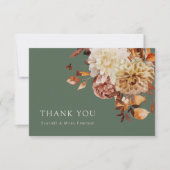 Sage Herfst Terracotta Waterverf Floral Wedding Bedankkaart (Voorkant)