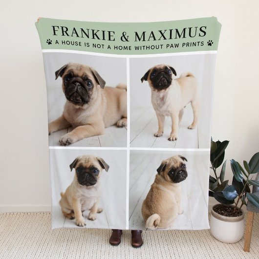 Sage Hond Foto Pootafdrukken Citaat Fleece Deken