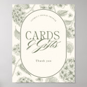 Sage Hydrangea Bridal Shower Cards Gifts Poster (Voorkant)