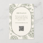 Sage Hydrangea Huwelijksdetails QR-code  Informatiekaartje (Voorkant)
