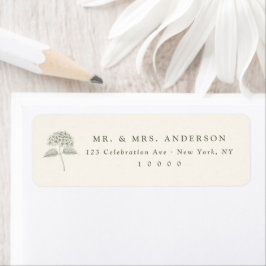 Sage Hydrangea Vintage Trouwdetails Etiket