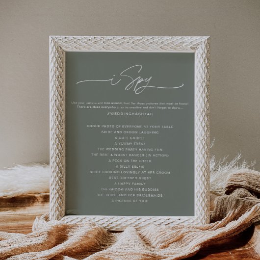 SAGE I Spy Wedding Hashtag Sign Poster