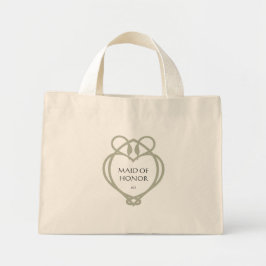 Sage Irish Celtic Swan Maid of Honor Initialen Mini Tote Bag