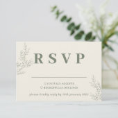 Sage Ivoor Beige Ivy Bloemen Bruiloft Reactie RSVP Kaartje (Staand voorkant)