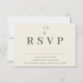 Sage Ivoor Beige Katoen Bloemen Bruiloft Reactie RSVP Kaartje (Voorkant)
