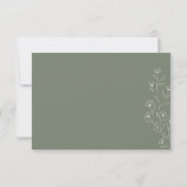 Sage Ivoor Beige Tiny Floral Wedding Reactie RSVP Kaartje (Achterkant)