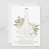 Sage Ivoor Bloemen Trouwjurk Vrijgezellenfeest Kaart (Voorkant)