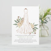 Sage Ivoor Bloemen Trouwjurk Vrijgezellenfeest Kaart (Staand voorkant)