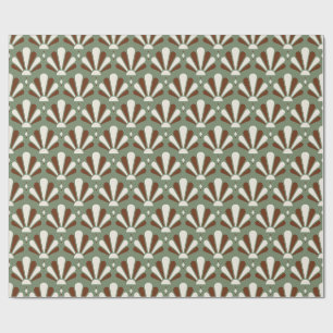 Sage, Ivoor en Roest Art Deco Traanvormige Ventila Cadeaupapier